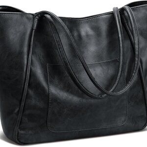 Large Vegan Leather Tote Bag Women Work Travel Purse Handbag Zipper